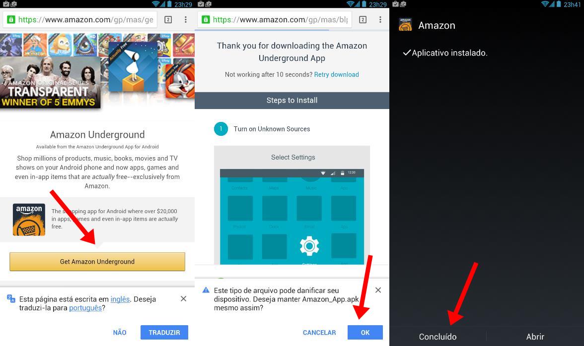 Baixe o aplicativo Amazon Underground, mas não o abra!
