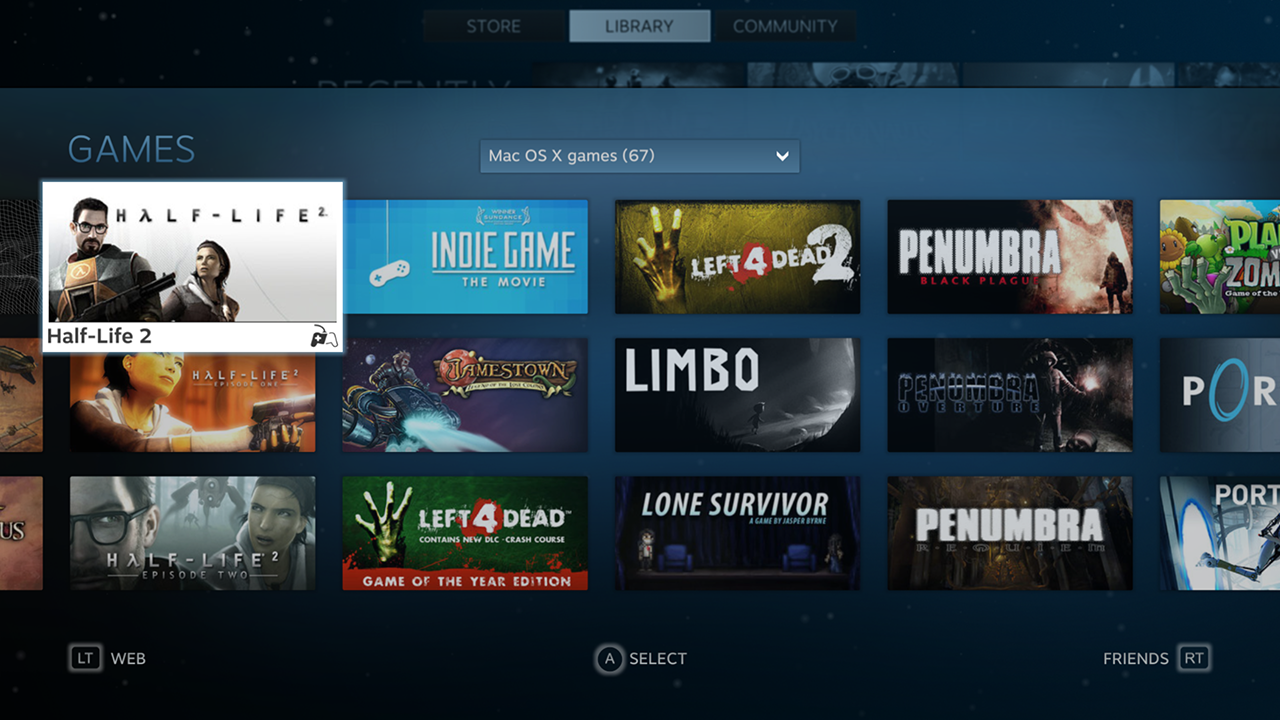 Steam Big Picture permite usar o Steam como se fosse um console conectado à TV