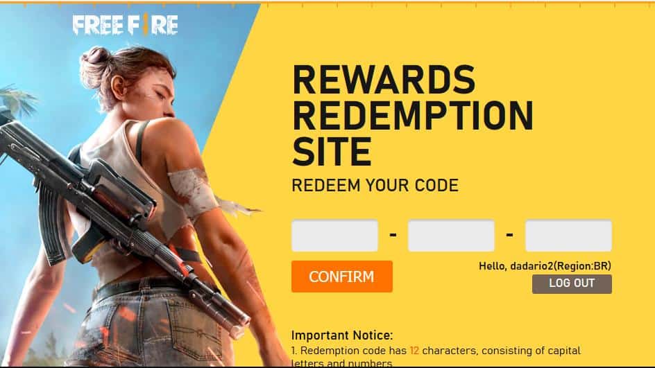 Como resgatar código no Free Fire