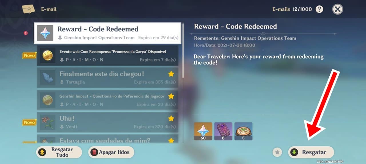 Genshin Impact: como resgatar recompensas (códigos / codiguin