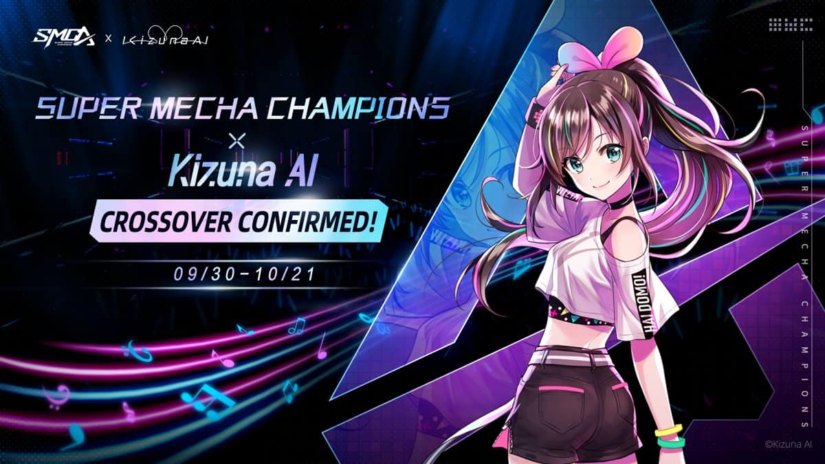 Super-Mecha-Champions-Kizuna-AI-crossover Battle Royale com robôs terá crossover e show com idol virtual Kizuna AI
