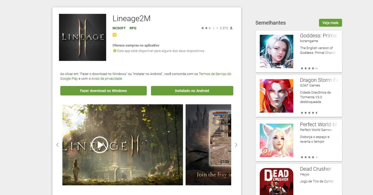 lineage2m-google-play Lineage 2M chega na Play Store com botão de instalar no Windows