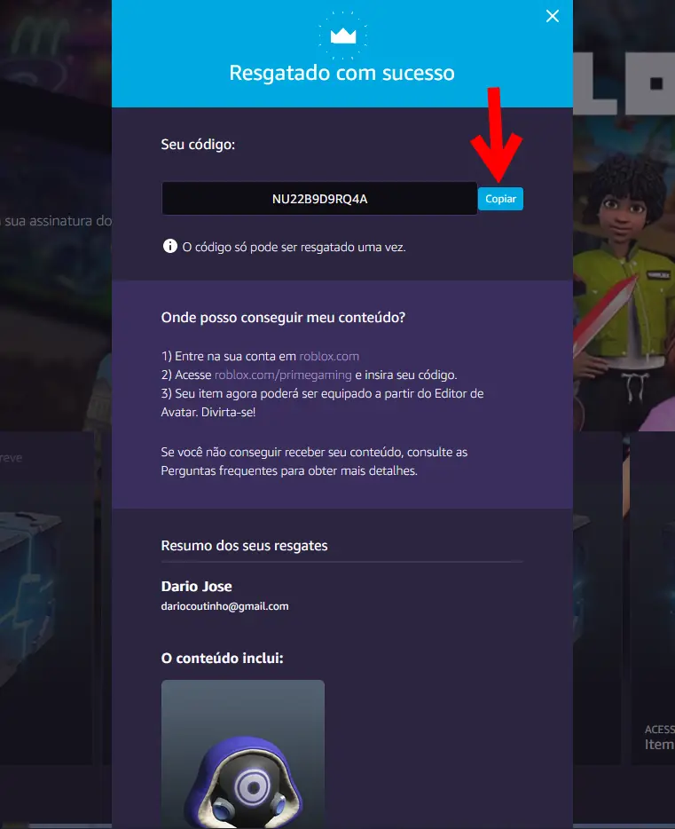Como resgatar itens do Roblox no  Prime Gaming