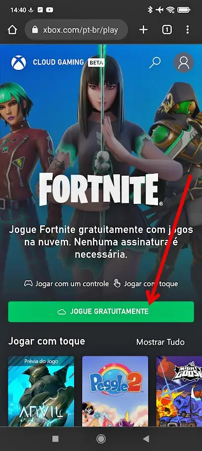 Fortnite disponível em IOS graças ao Xbox Cloud Gaming