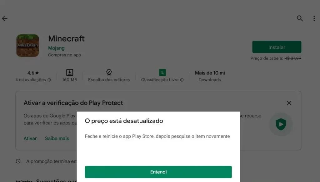 MINECRAFT DE GRAÇA NA PLAYSTORE! 