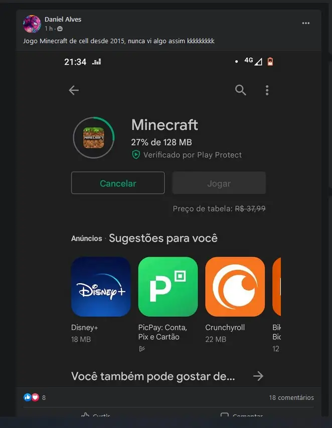 Minecraft aparece de graça no Android temporariamente