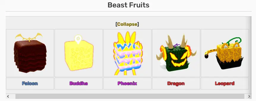 Todas as frutas de Blox Fruits 2023, Frutas Beast.