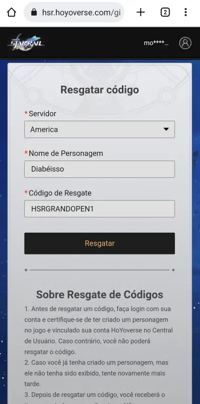Honkai Star Rail Codes - Códigos de Resgate - Maio 2023 - Mobile Gamer  Brasil