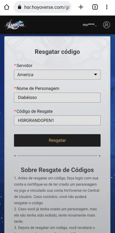 Honkai Star Rail: Como Resgatar Códigos no Jogo e no Site 