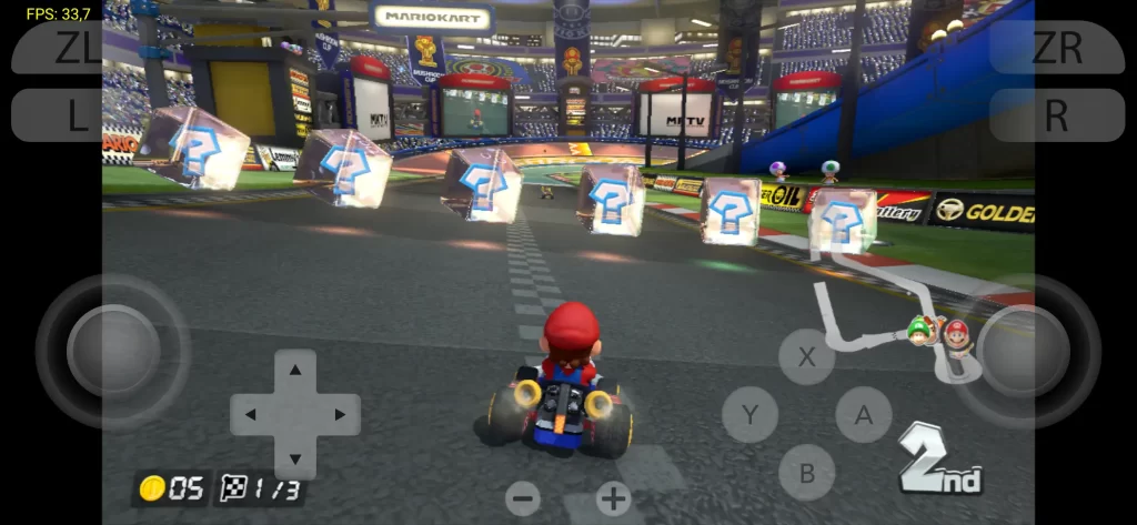 Mario Kart 8 Deluxe (Samsung Galaxy S23, Qualcomm proprietary GPU driver)
