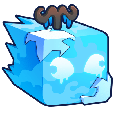 Imagem de um cubo de gelo com dois olhinhos. 