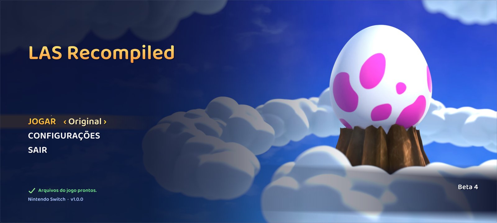 Tela inicial do LAS Recomp para The Legend of Zelda Link's Awakening no Android