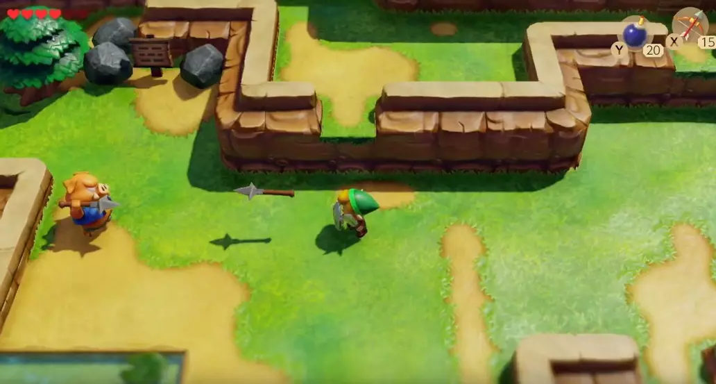 Cena de gameplay de The Legend of Zelda: Link’s Awakening